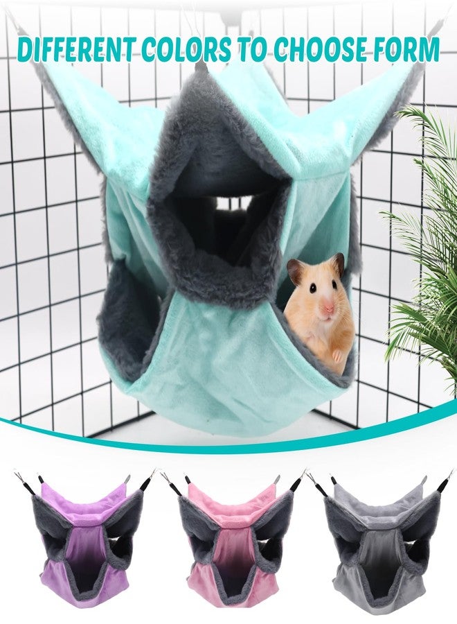 LYART Sugar Glider Pouch Hammock Bed Bedding, Sugar Glider Cage Accessories Toys for Rat, 3-Layer Hammock Make Pet Cages More Three-Dimensional (5.Purple) - Image 4